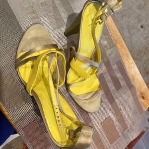 Yellow & Satin Gold Sandals